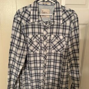 American Eagle Outfitters Men's Monochrome Plaid Shirt